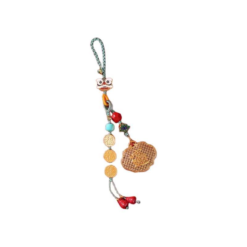 Sanhe Zodiac Ruyi Abacus Pendant - Energy Guardian Talisman of Ruyi Lock, Thousand-petal Lotus Flower, and Sanhe Fuzhu - DaoByEnergy