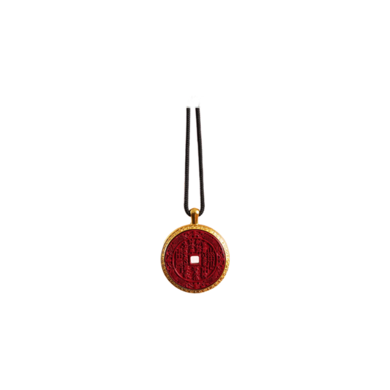 Mountain Puppet, Lei Gong Qian, Cinnabar Pendant - Protected by Thunder God, Energy Guardian Talisman Blessed by Fuxi's Eight Aspects - DaoByEnergy